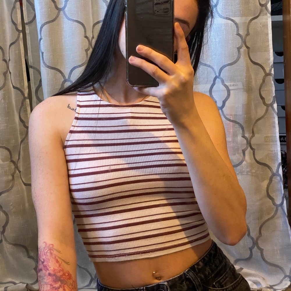 White and Maroon Tank Top